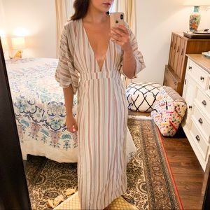 AMUSE SOCIETY Striped Maxi Caftan EUC